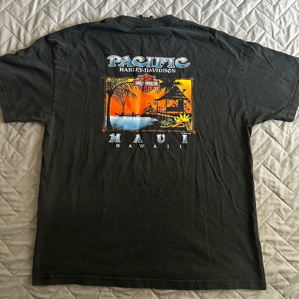 Vintage 1999 Harley-Davidson Black T-Shirt with Orange Logo